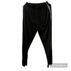 XPBX Pro Mens Black Athletic Drawstring Polyester Track Workout Pants Size Med